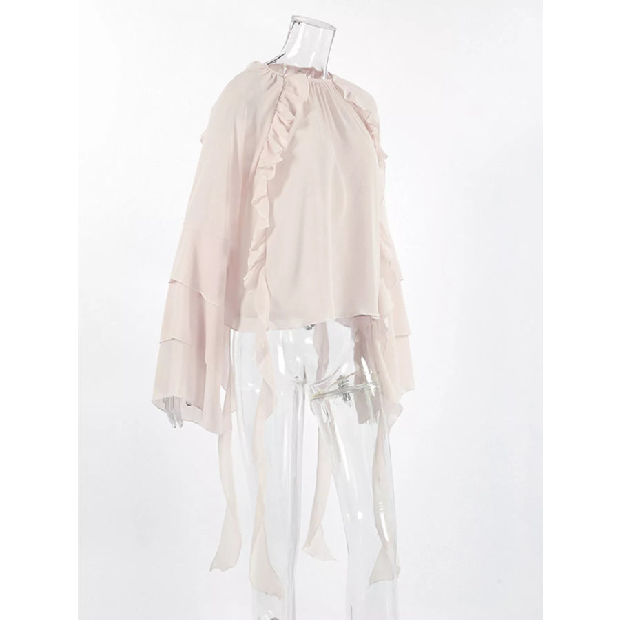 Ruffled Flare Sleeve Blouse Apparel and Accessories