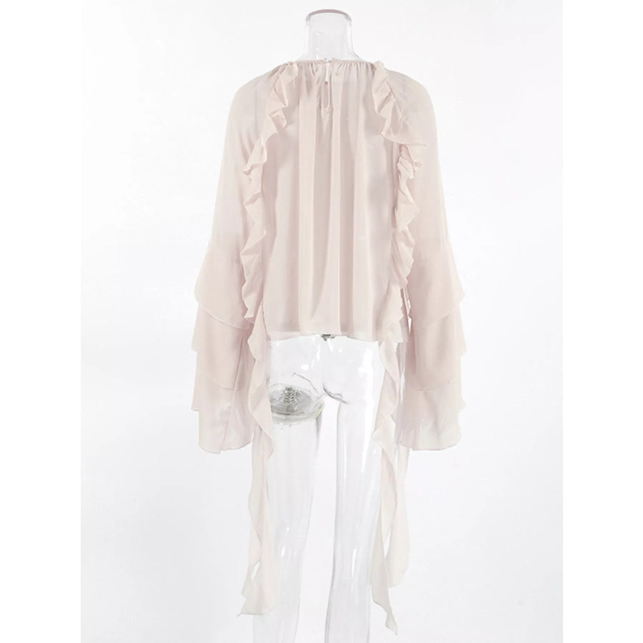 Ruffled Flare Sleeve Blouse Apparel and Accessories