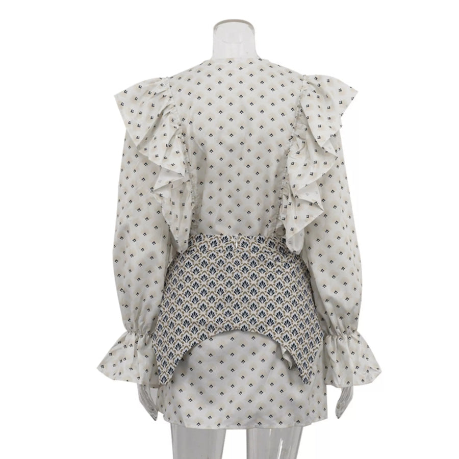 Ruffled Floral Print Mini Dress Apparel and Accessories