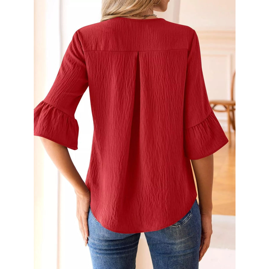 Ruffled Flounce Sleeve Blouse Apparel and Accessories