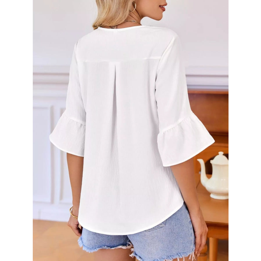 Ruffled Flounce Sleeve Blouse Apparel and Accessories