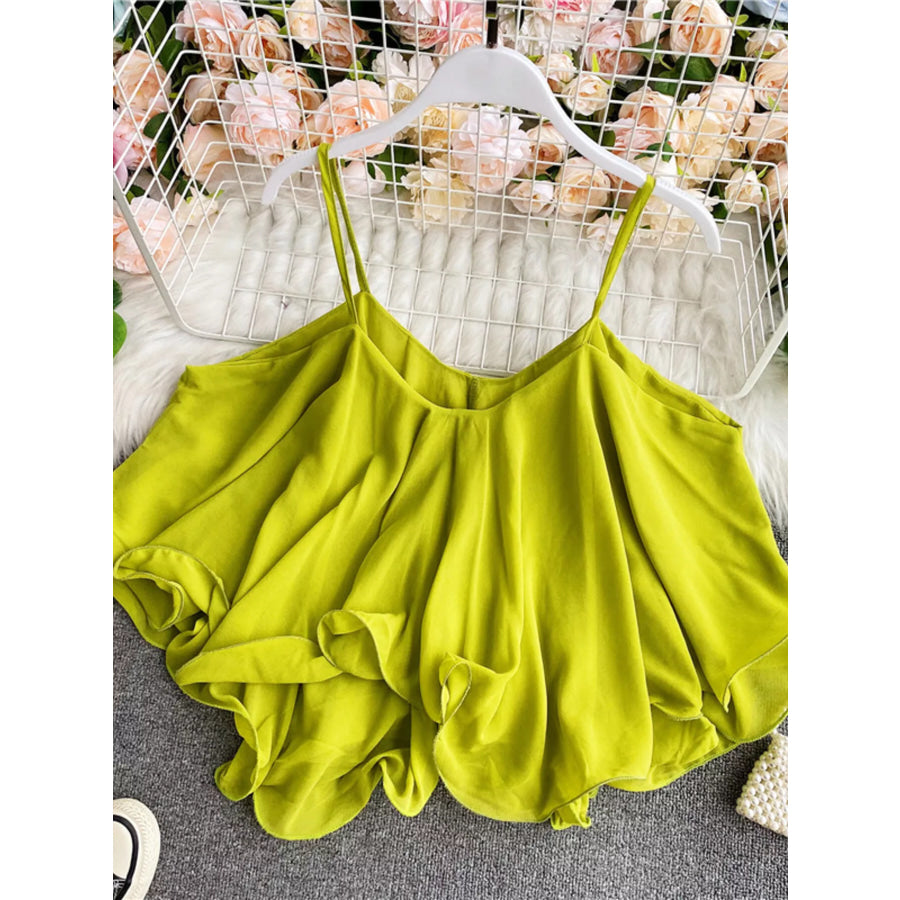 Ruffled Flowy Cami Light Green / One Size Apparel and Accessories
