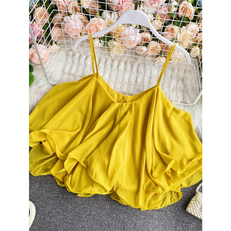 Ruffled Flowy Cami Yellow / One Size Apparel and Accessories
