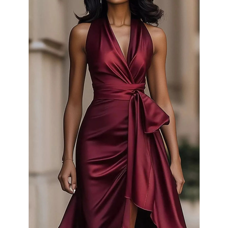 Ruffled Halter Neck Maxi Dress