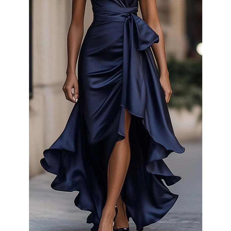 Ruffled Halter Neck Maxi Dress