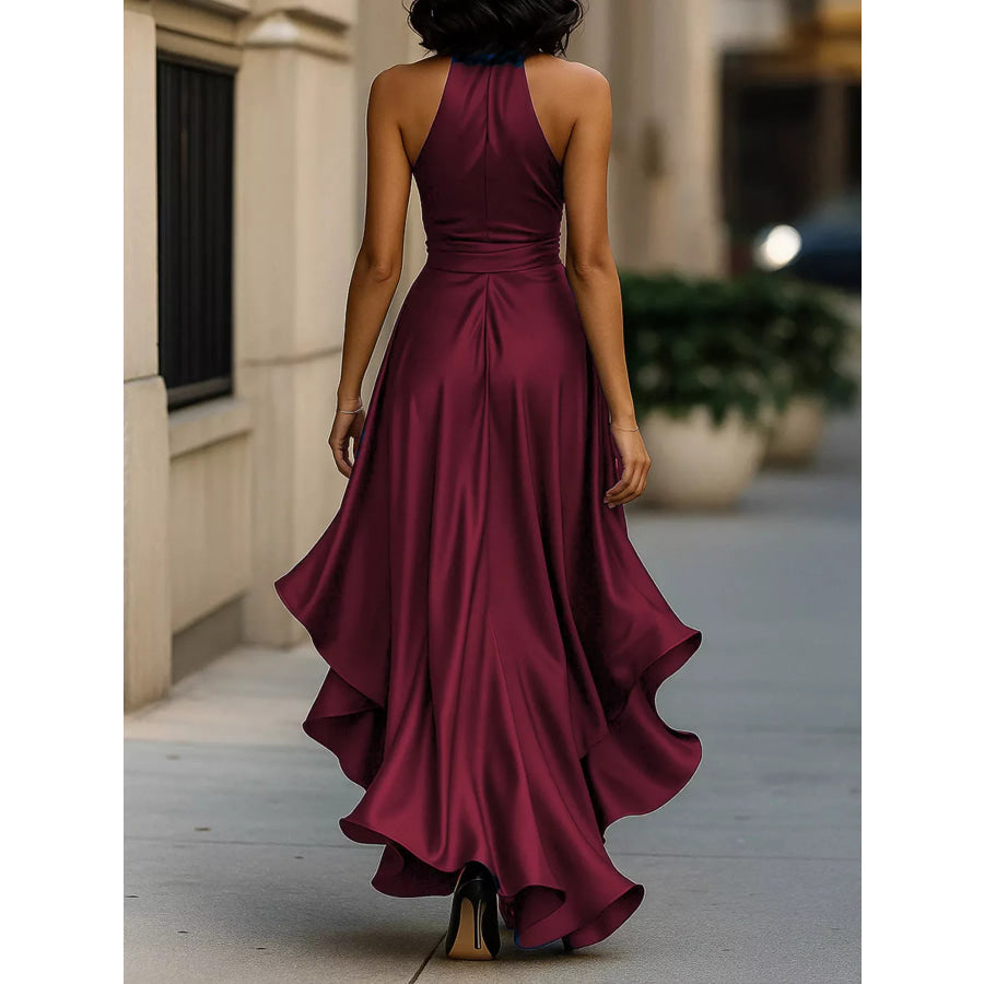 Ruffled Halter Neck Maxi Dress