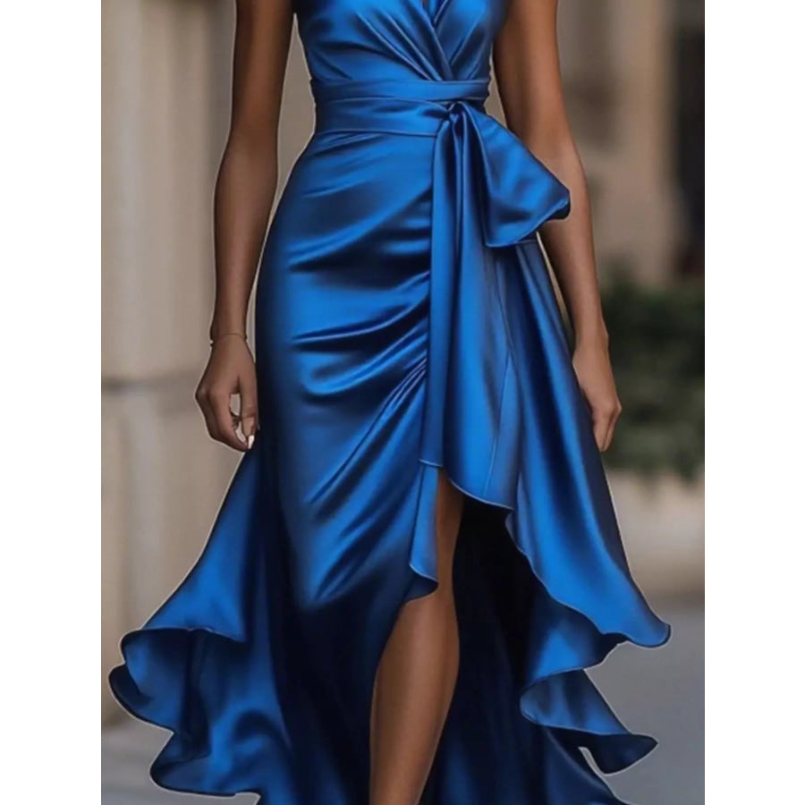Ruffled Halter Neck Maxi Dress