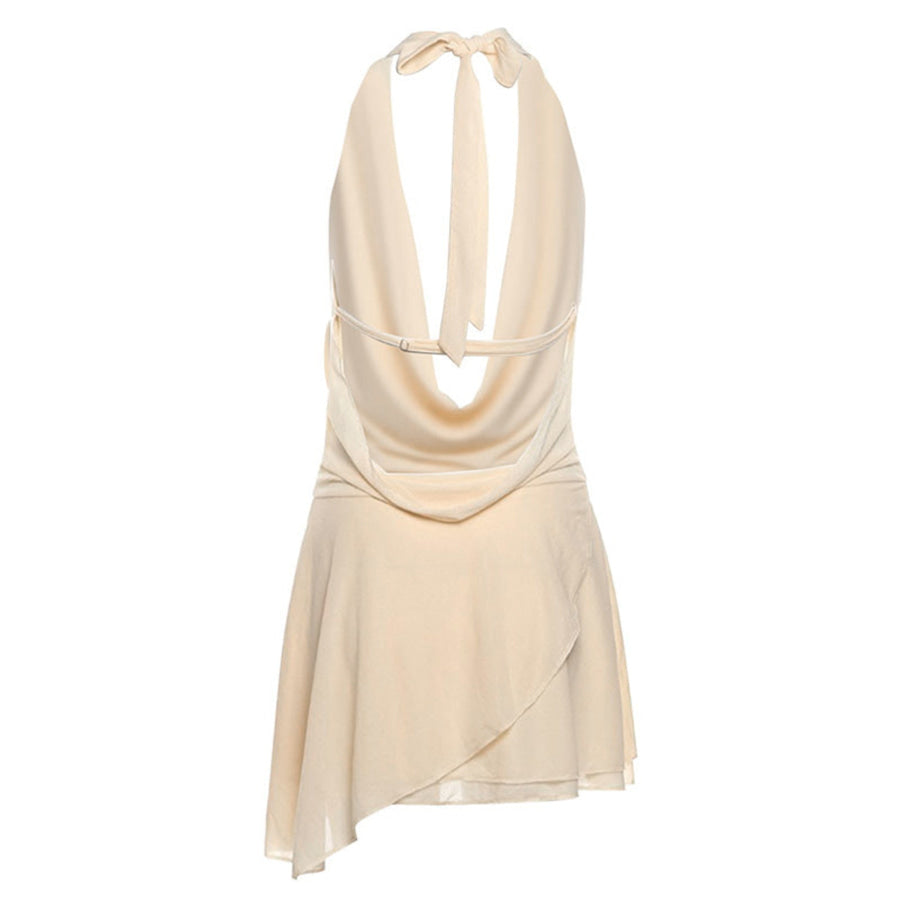 Ruffled Halter Neck Mini Dress Apparel and Accessories