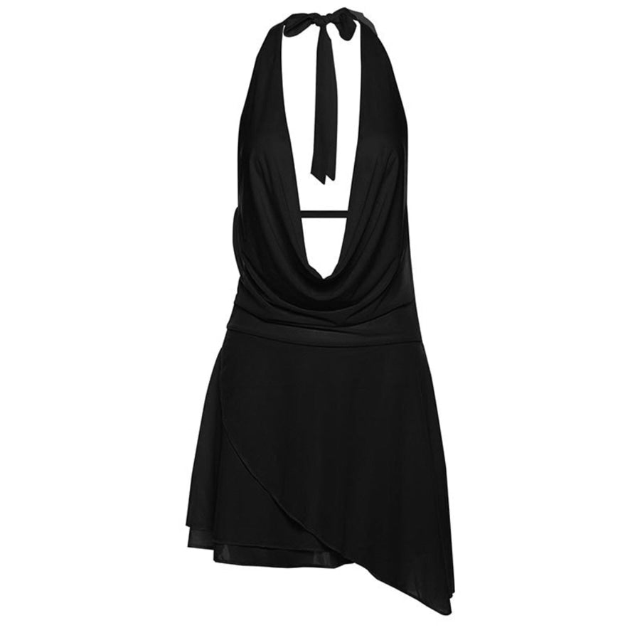 Ruffled Halter Neck Mini Dress Apparel and Accessories