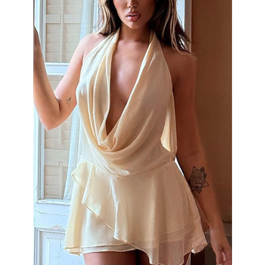 Ruffled Halter Neck Mini Dress Apparel and Accessories
