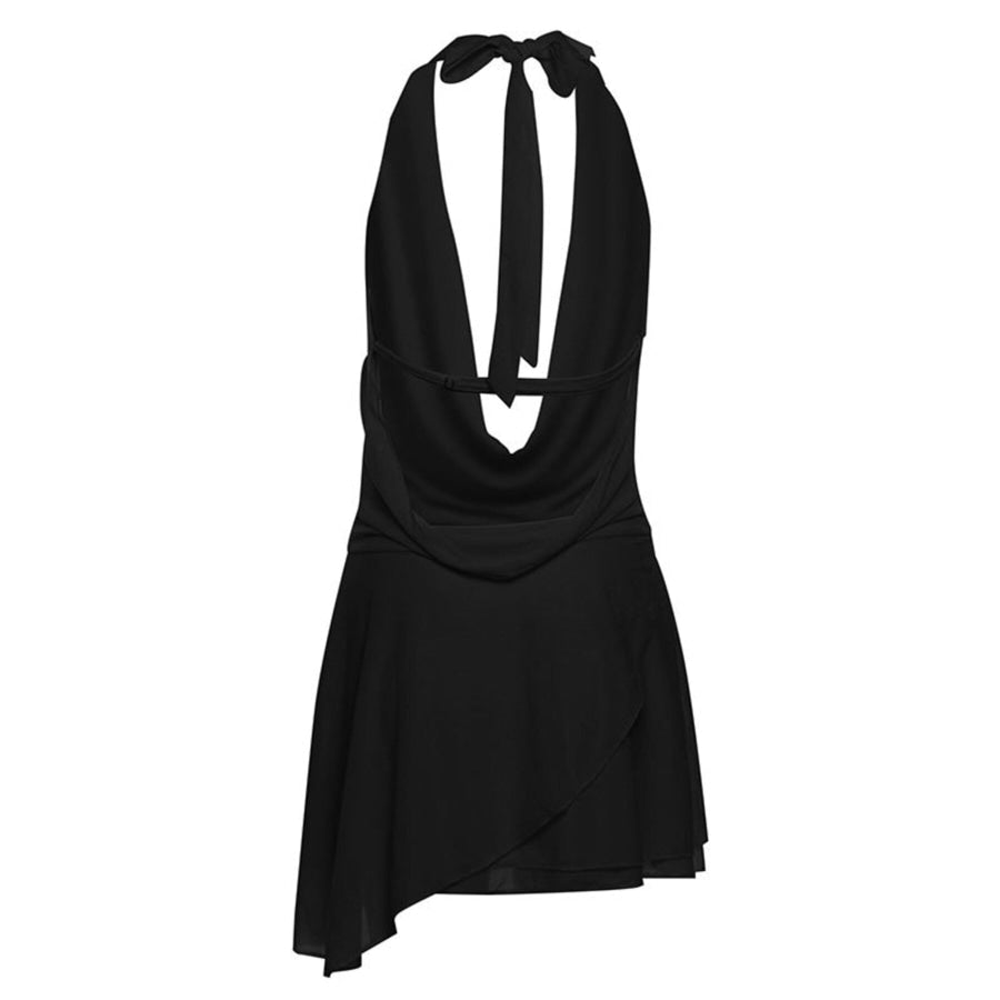 Ruffled Halter Neck Mini Dress Apparel and Accessories