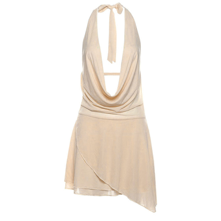 Ruffled Halter Neck Mini Dress Apparel and Accessories