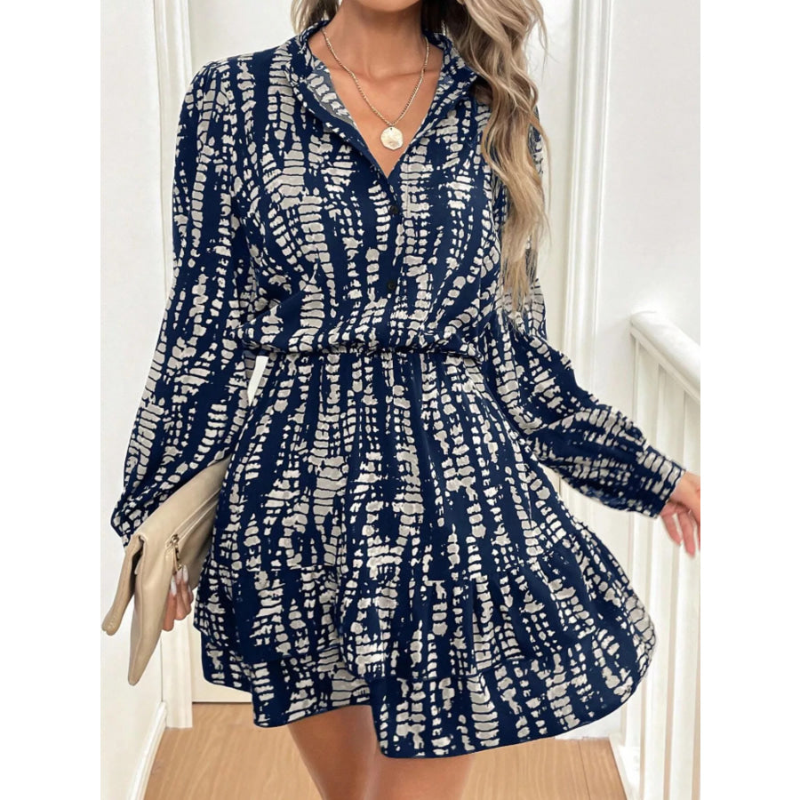 Ruffled Hem Long Sleeve Mini Dress Apparel and Accessories