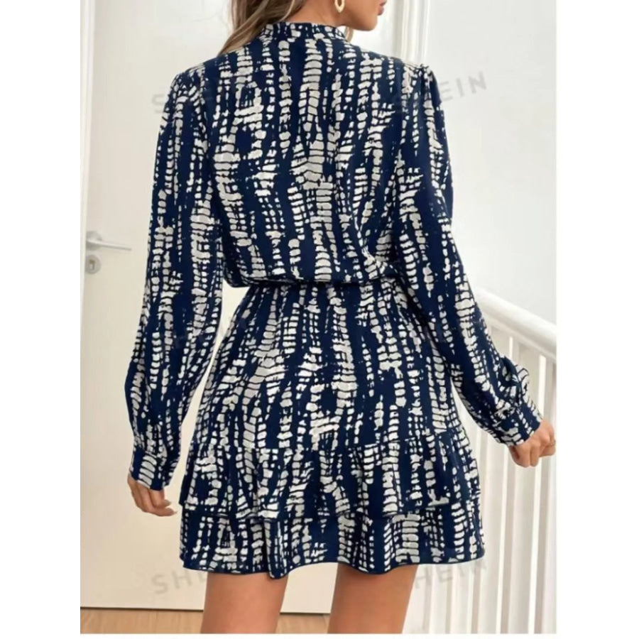 Ruffled Hem Long Sleeve Mini Dress Apparel and Accessories