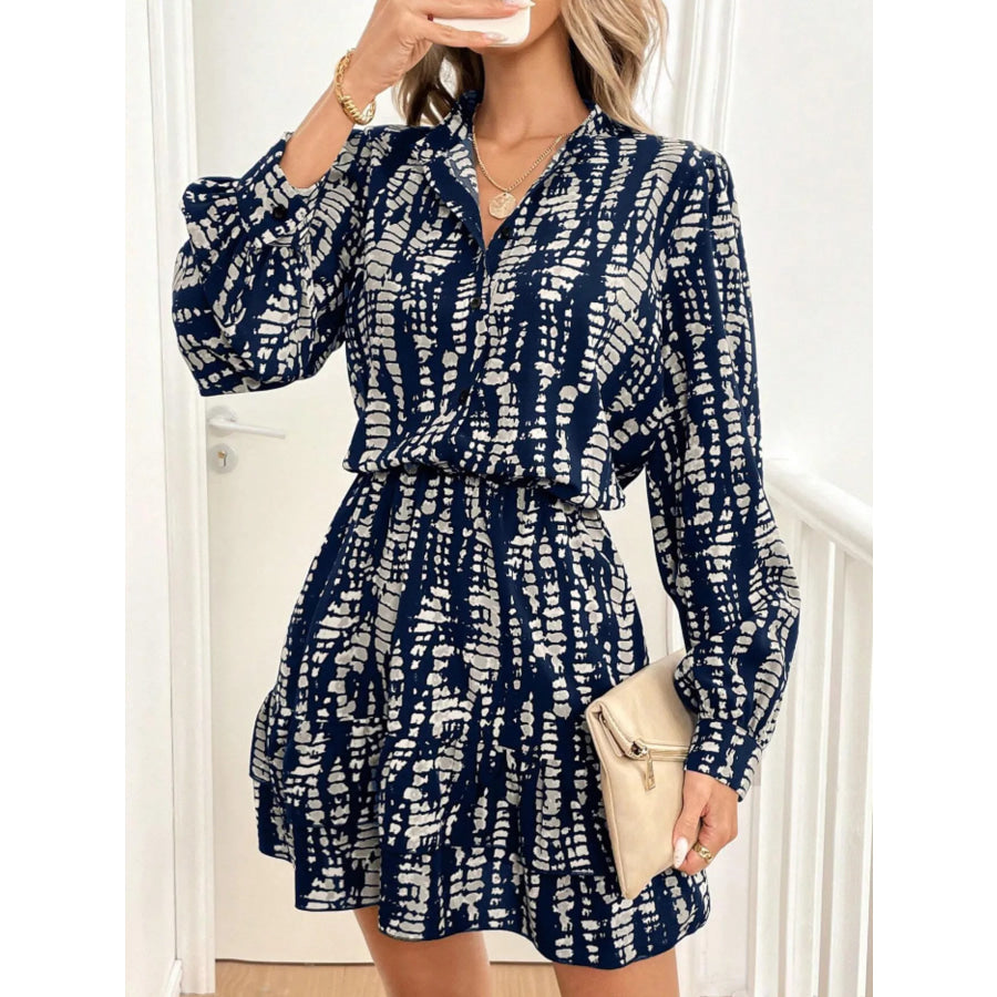 Ruffled Hem Long Sleeve Mini Dress Apparel and Accessories