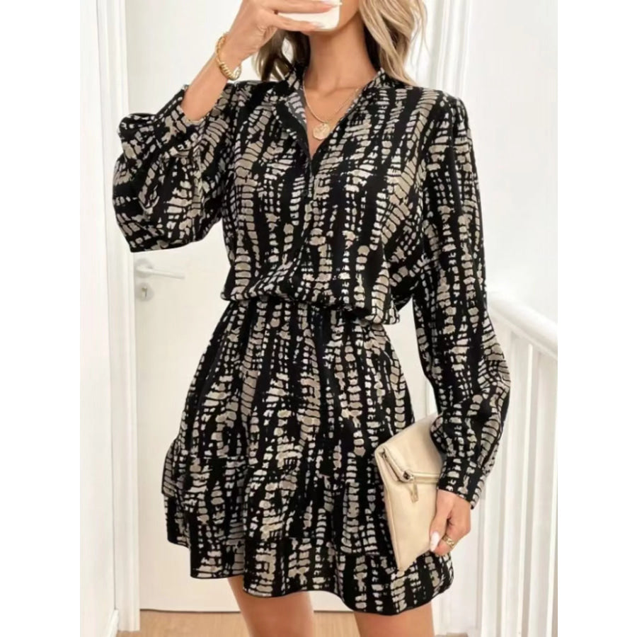 Ruffled Hem Long Sleeve Mini Dress Apparel and Accessories