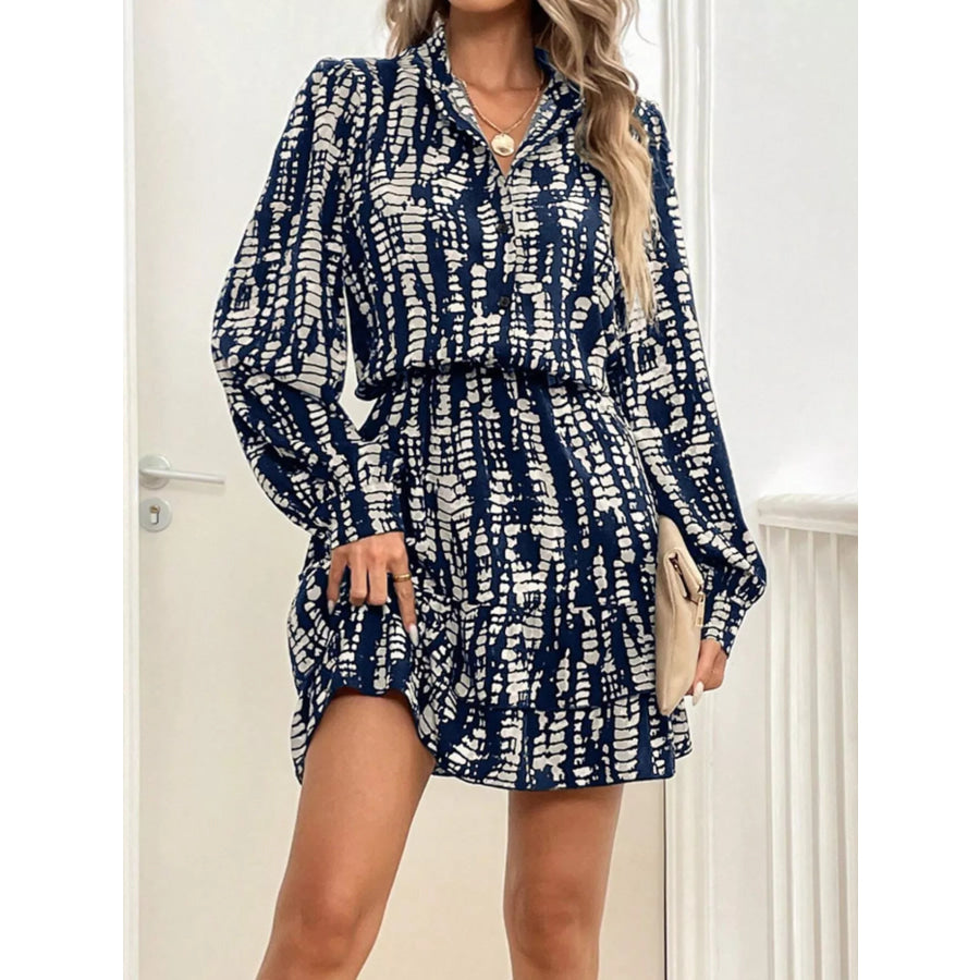 Ruffled Hem Long Sleeve Mini Dress Apparel and Accessories