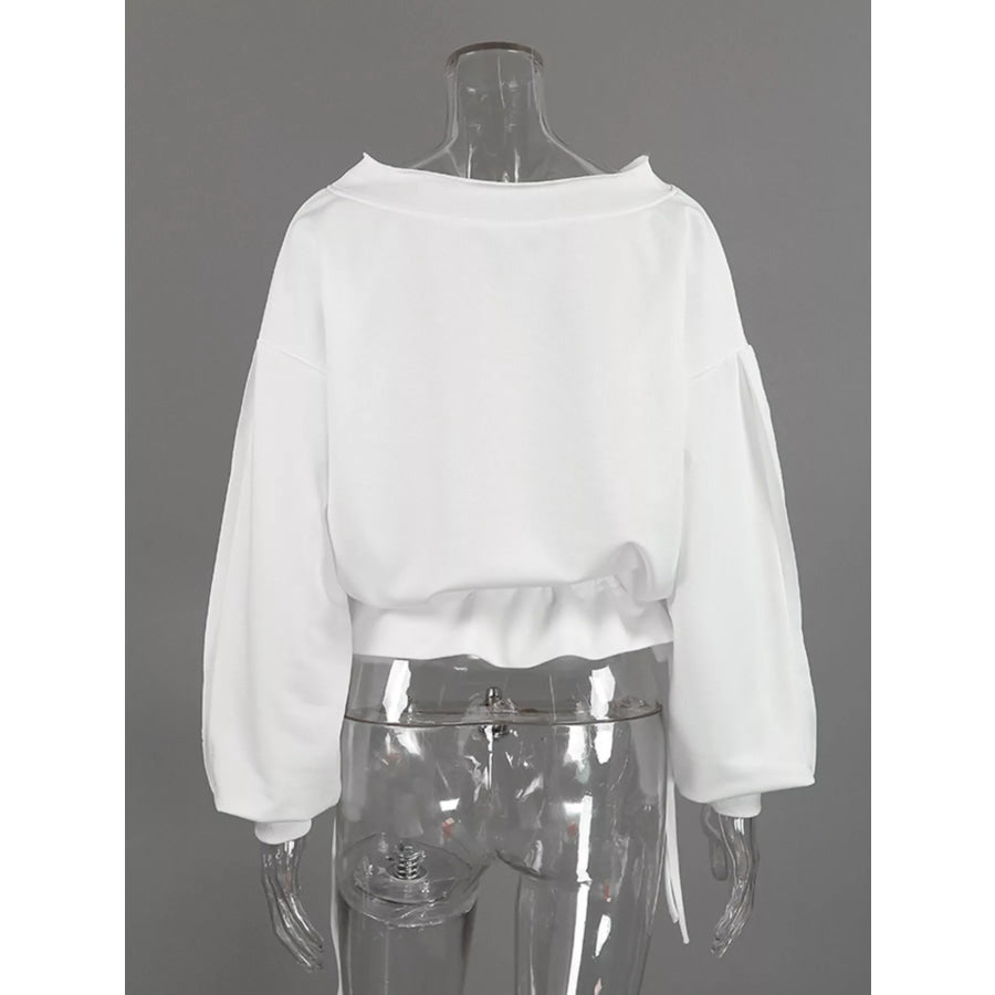 Ruffled Hem One Shoulder Sweatshirt Apparel and Accessories