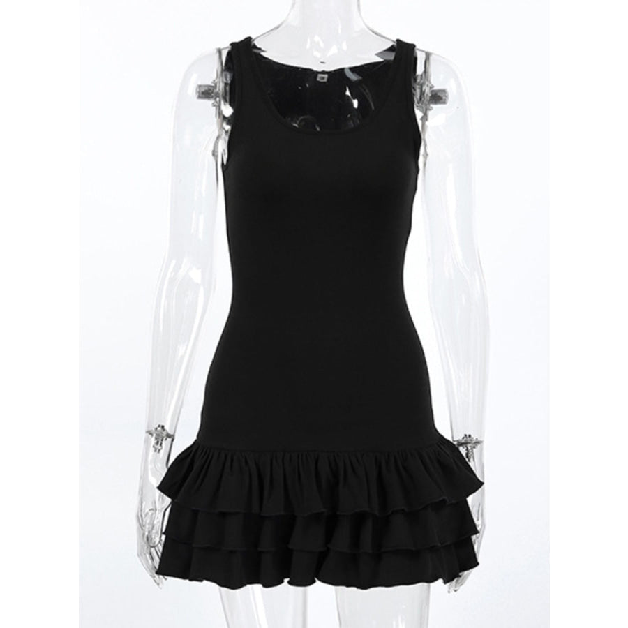 Ruffled Hem Round Neck Tank Apparel and Accessories