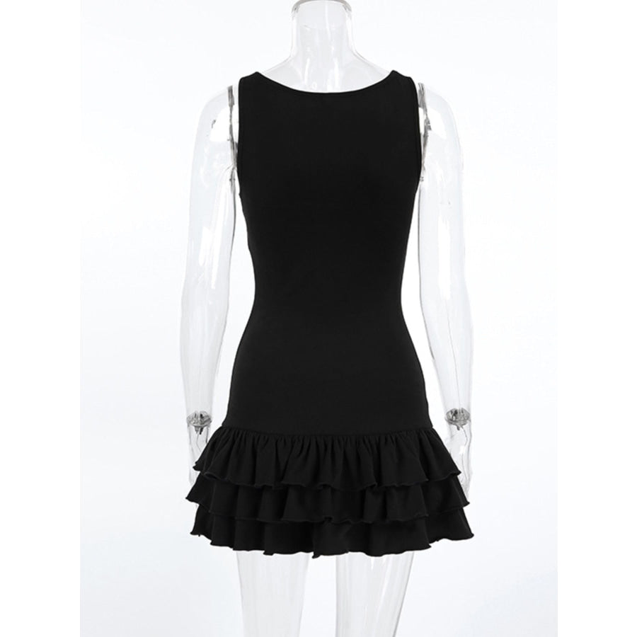 Ruffled Hem Round Neck Tank Apparel and Accessories