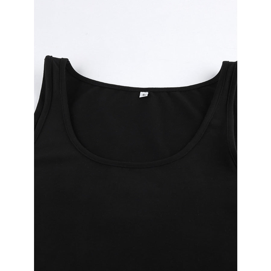 Ruffled Hem Round Neck Tank Apparel and Accessories