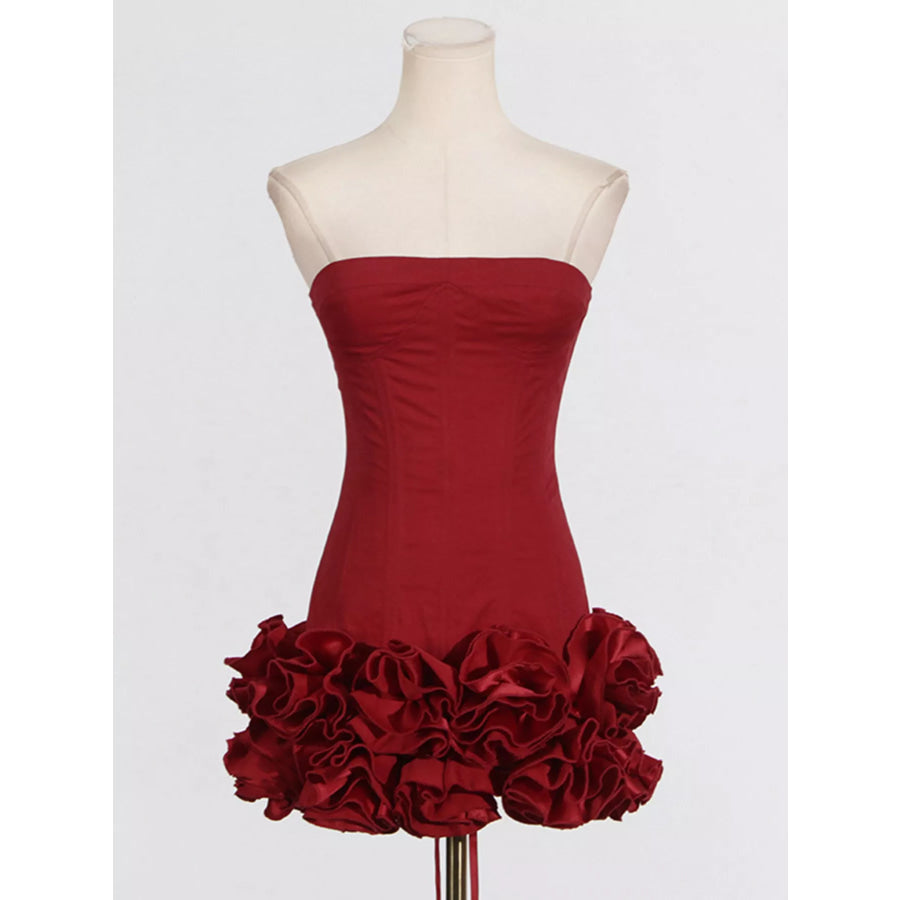 Ruffled Hem Tube Mini Dress Apparel and Accessories