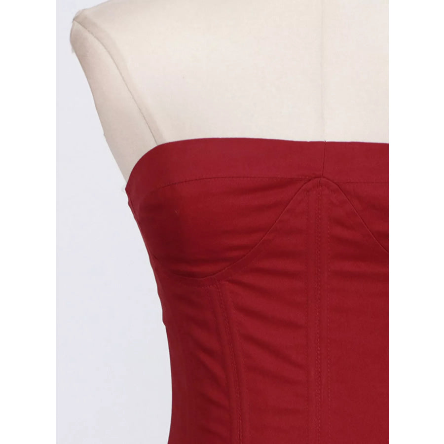 Ruffled Hem Tube Mini Dress Apparel and Accessories