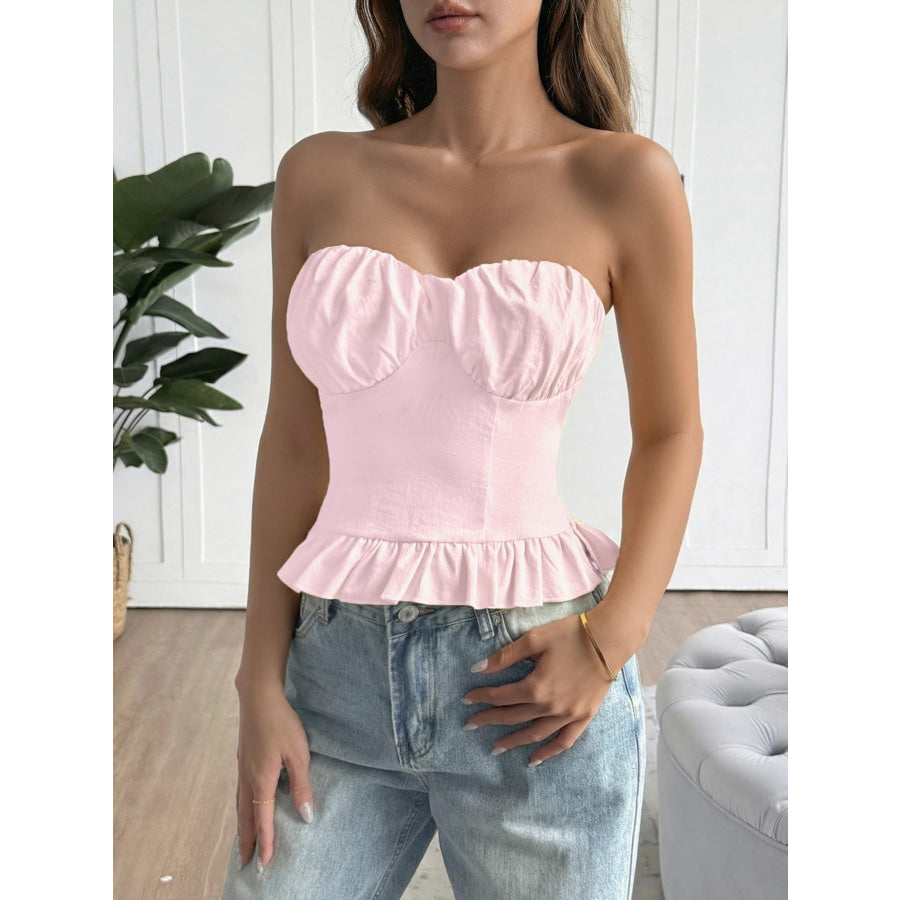 Ruffled Hem Tube Top Apparel and Accessories