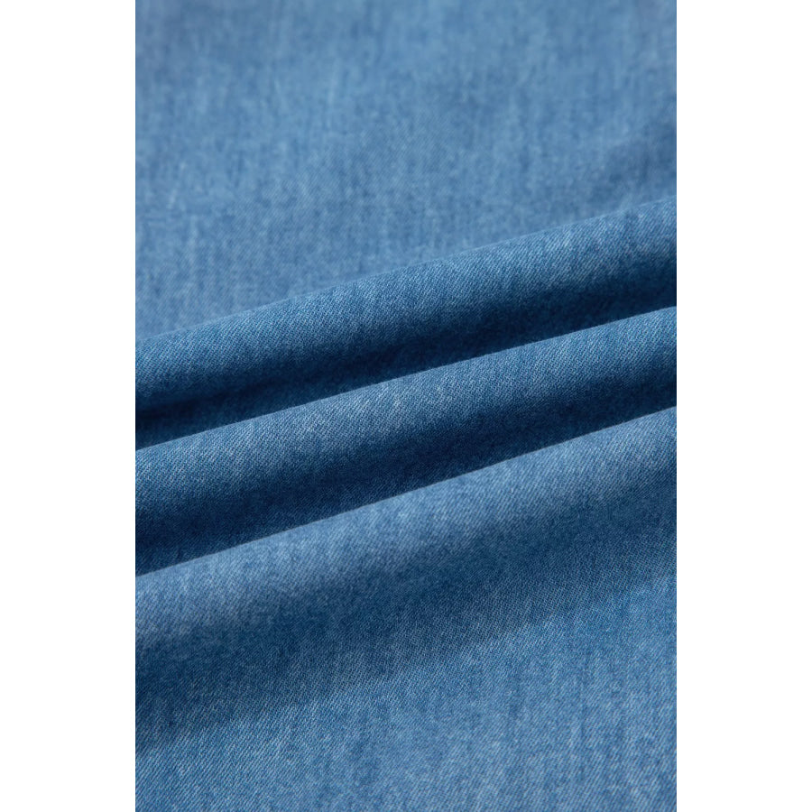 Ruffled Hem Wide Leg Chambray Pants Apparel and Accessories