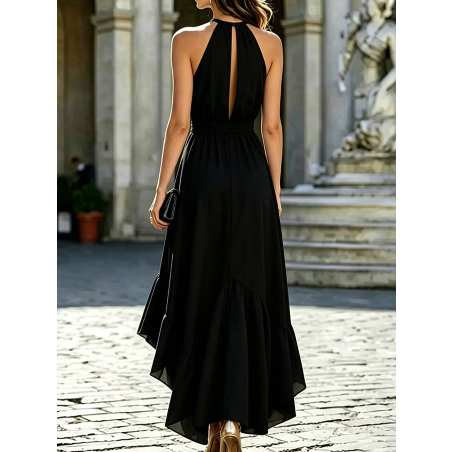 Ruffled High-Low Sleeveless Maxi Dress Apparel and Accessories