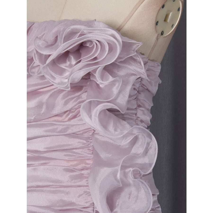 Ruffled High-Low Strapless Dress Apparel and Accessories