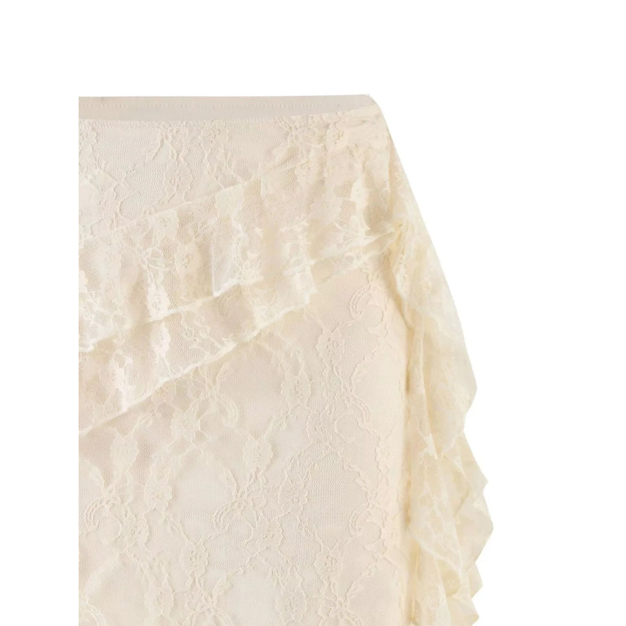 Ruffled Lace Mini Skirt Milky White / S Apparel and Accessories