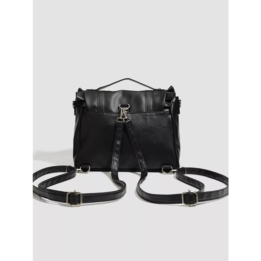 Ruffled Lace Up Bow Backpack Bag Black / One Size Apparel and Accessories