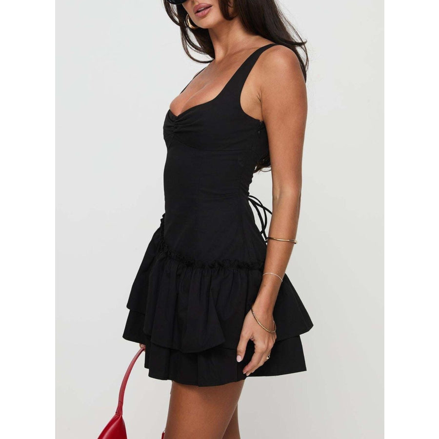 Ruffled Layered Mini Dress Apparel and Accessories