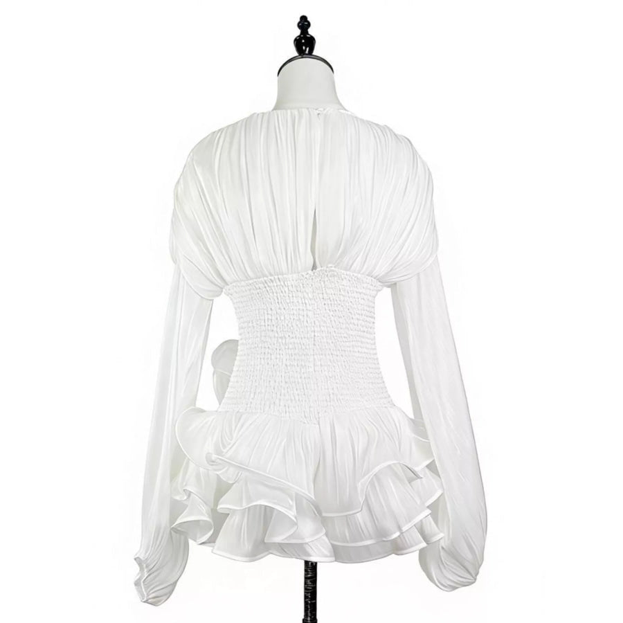 Ruffled Long Sleeve Mini Dress Apparel and Accessories
