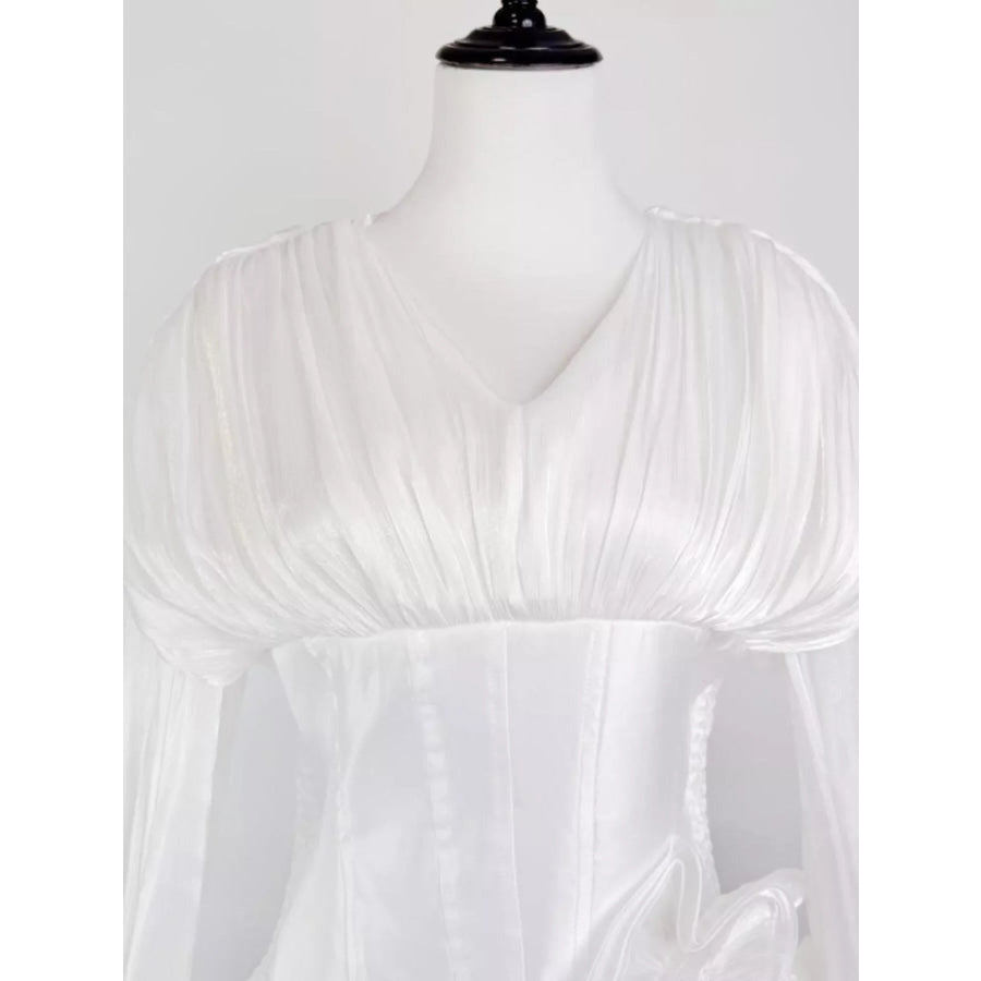 Ruffled Long Sleeve Mini Dress Apparel and Accessories