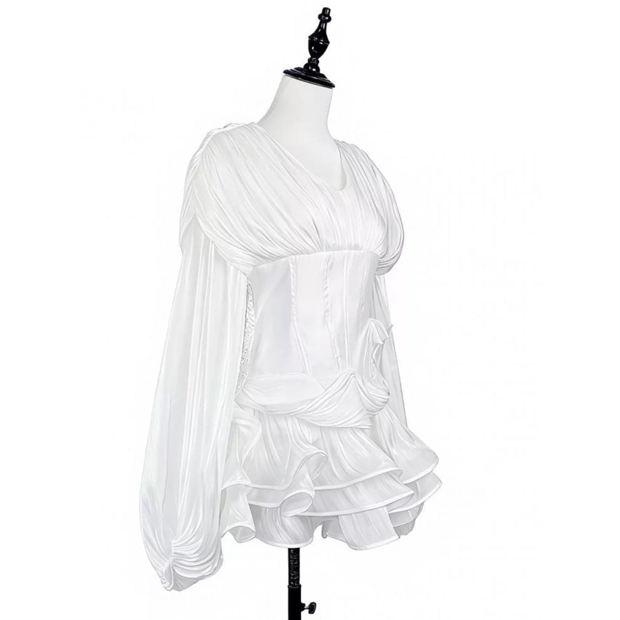 Ruffled Long Sleeve Mini Dress Apparel and Accessories