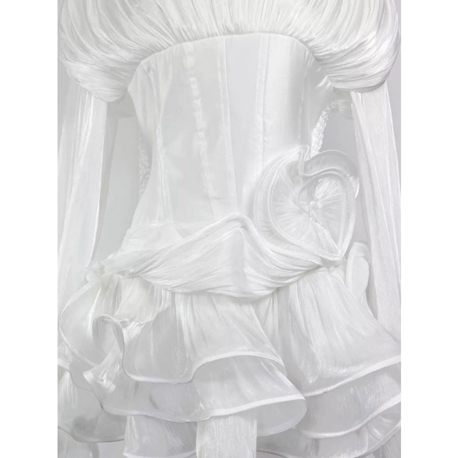 Ruffled Long Sleeve Mini Dress Apparel and Accessories