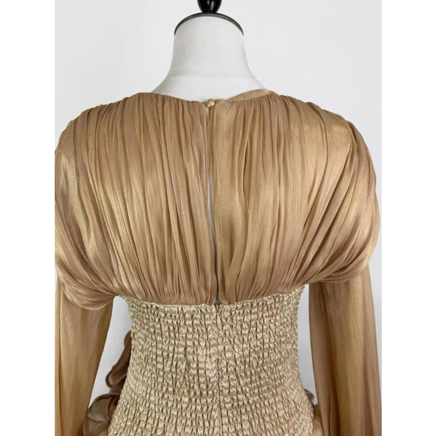 Ruffled Long Sleeve Mini Dress Apparel and Accessories