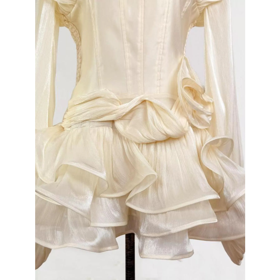 Ruffled Long Sleeve Mini Dress Apparel and Accessories