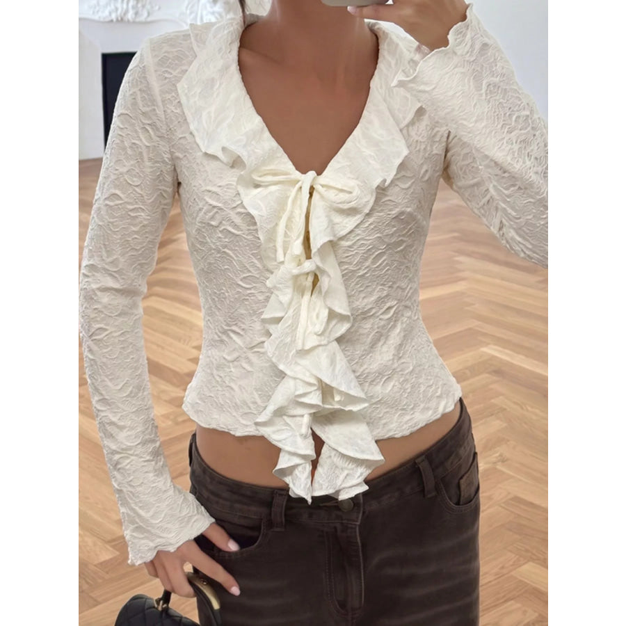 Ruffled Long-Sleeve T-Shirt Apparel and Accessories