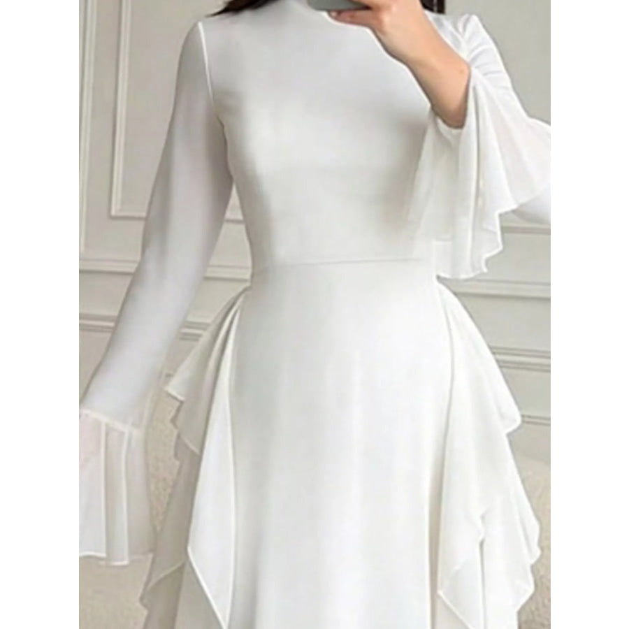 Ruffled Maxi Dress with Bell Sleeves Apparel and Accessories
