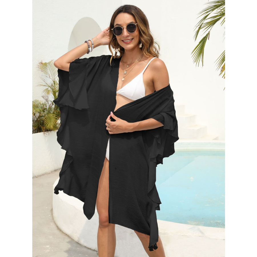 Ruffled Open Front Cover - Up Apparel and Accessories