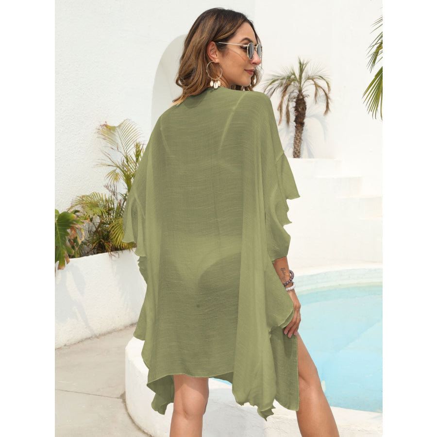Ruffled Open Front Cover - Up Apparel and Accessories