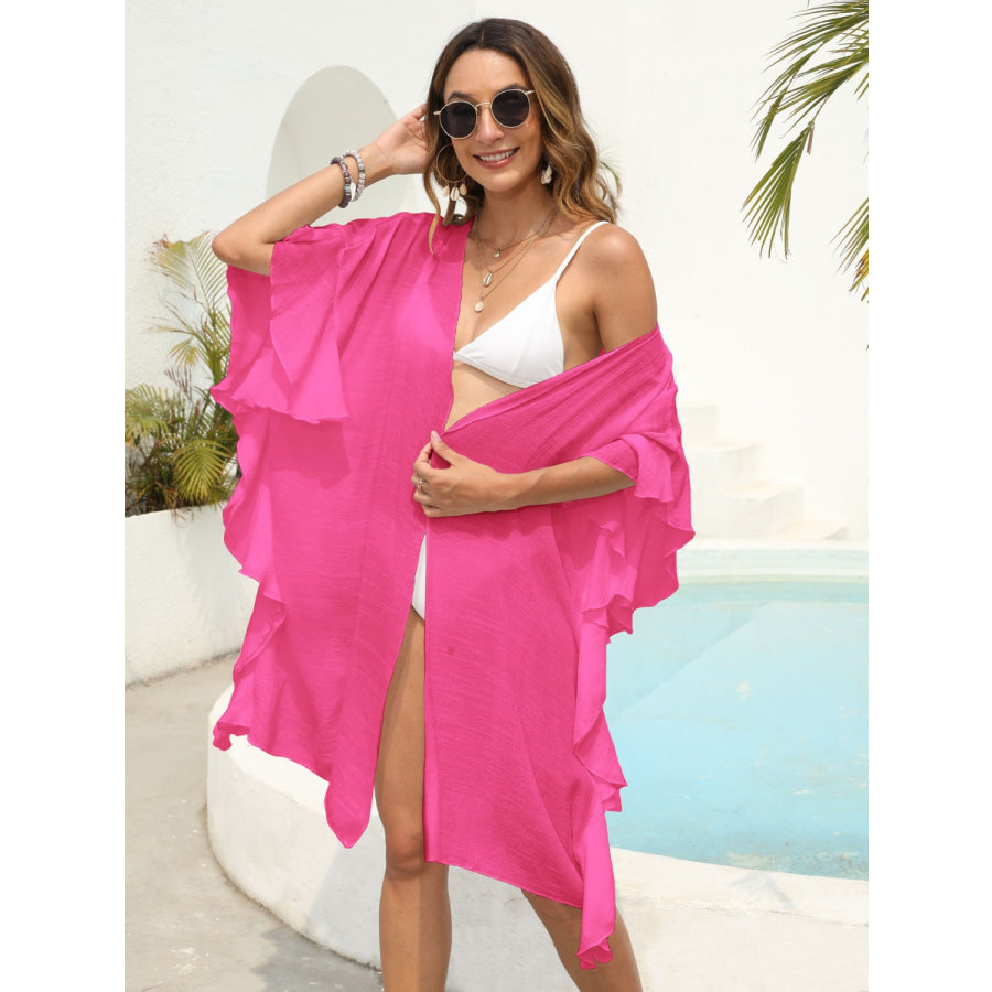 Ruffled Open Front Cover - Up Apparel and Accessories