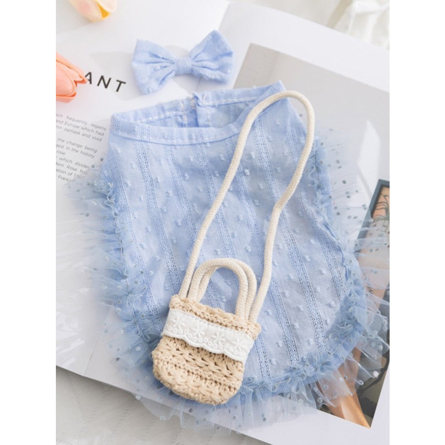 Ruffled Pet Dress Light Blue / XS Apparel and Accessories