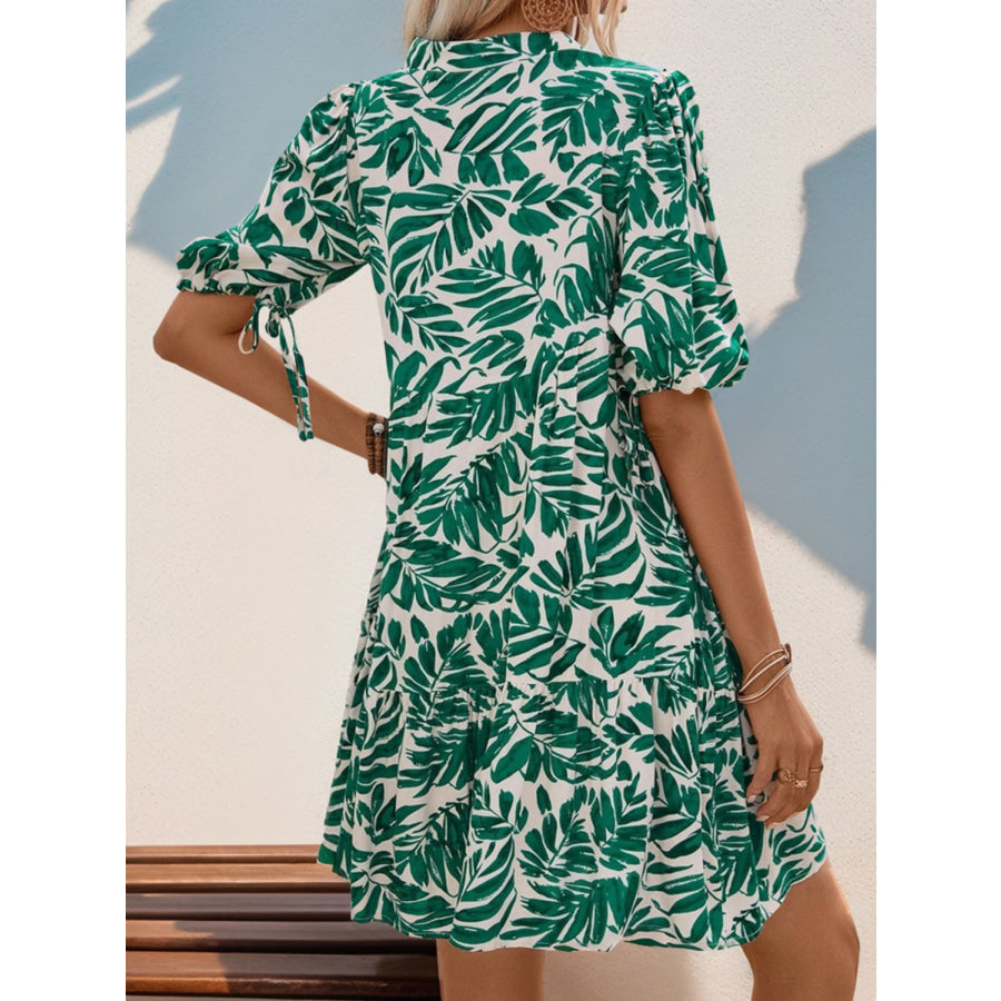 Ruffled Printed Half Sleeve Mini Dress Apparel and Accessories