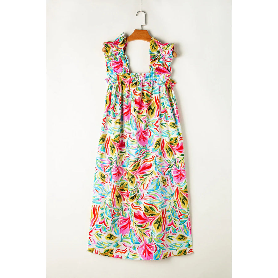 Ruffled Printed Sleeveless Dress Apparel and Accessories