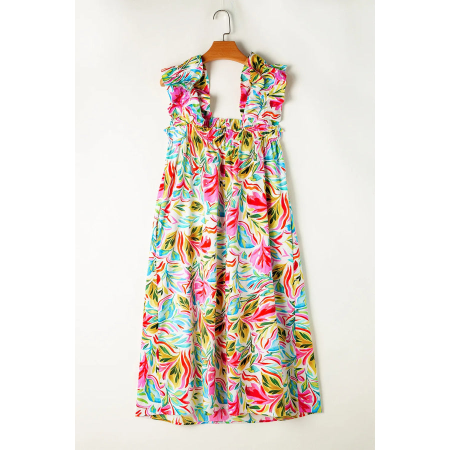 Ruffled Printed Sleeveless Dress Apparel and Accessories