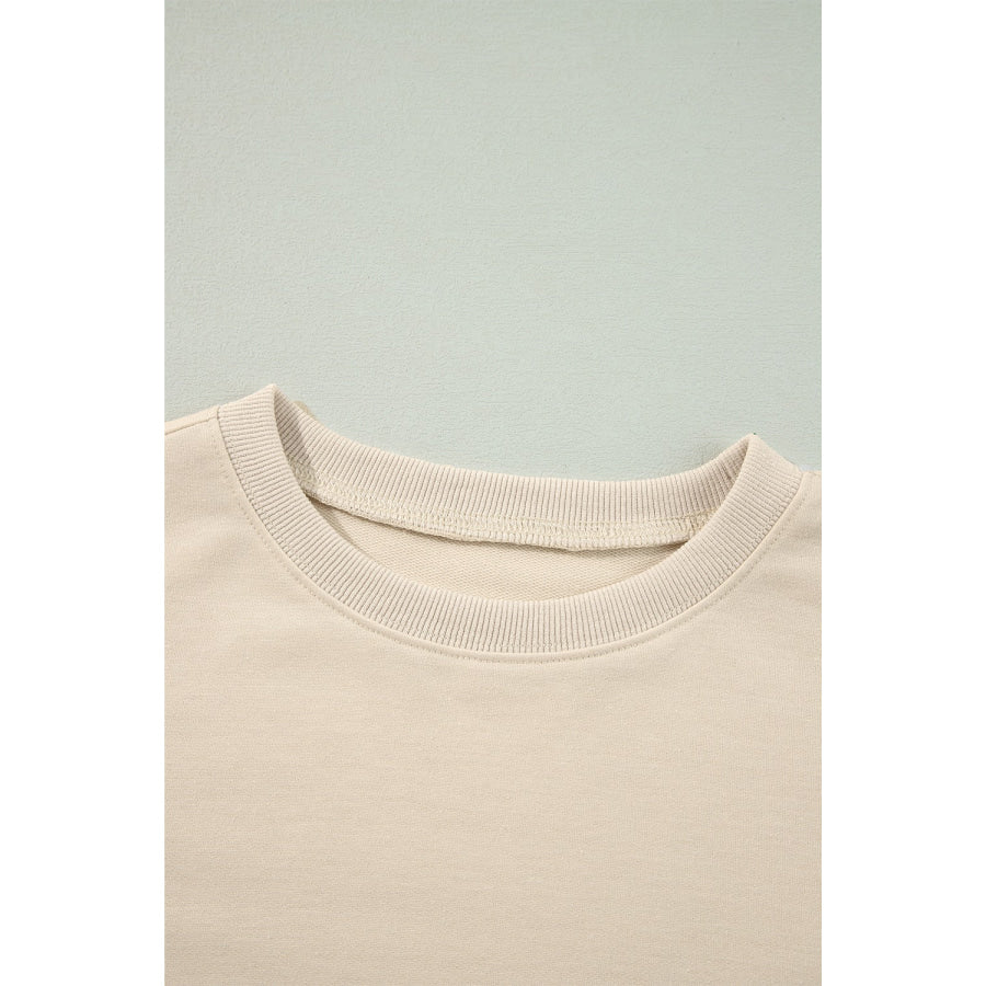 Ruffled Round Neck Long Sleeve Blouse Apparel and Accessories